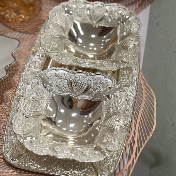 German silver 2 Bowls 1Tray set