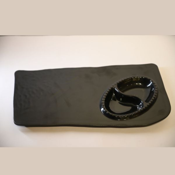 Pastel plate black melamine with dip pocket