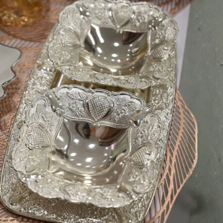 German silver 2 Bowls 1Tray set