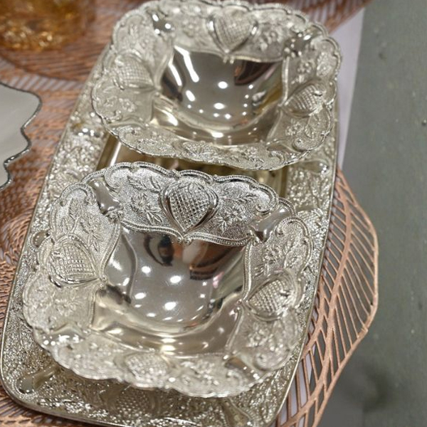 German silver 2 Bowls 1Tray set